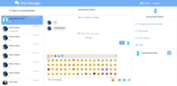 Chat Manager - Codeigniter ( Socket.io) Node.js